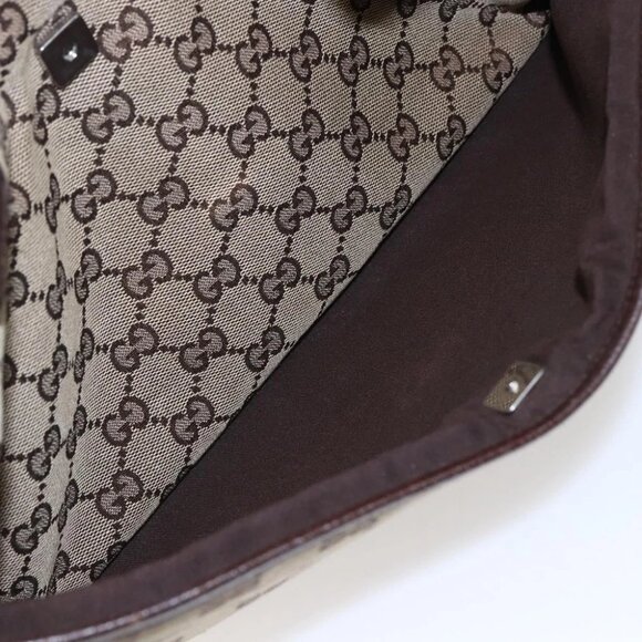 GUCCI GG Canvas Web Sherry Line Tote Bag Beige Gold - Picture 14 of 16